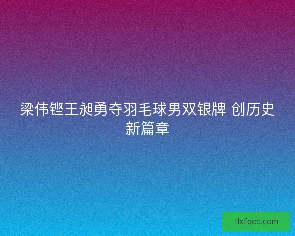 梁伟铿王昶勇夺羽毛球男双银牌 创历史新篇章