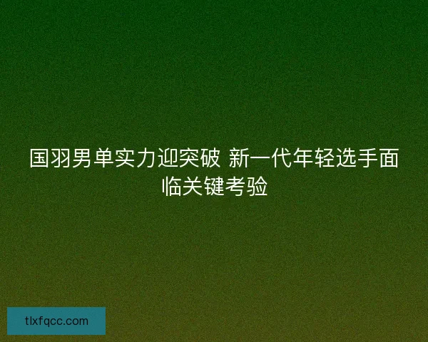 国羽男单实力迎突破 新一代年轻选手面临关键考验 国羽男单实力迎突破 新一代年轻选手面临关键考验